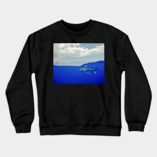 An Oceanic White Tip Shark Cruising Under the Clouds in the Bahamas Crewneck Sweatshirt